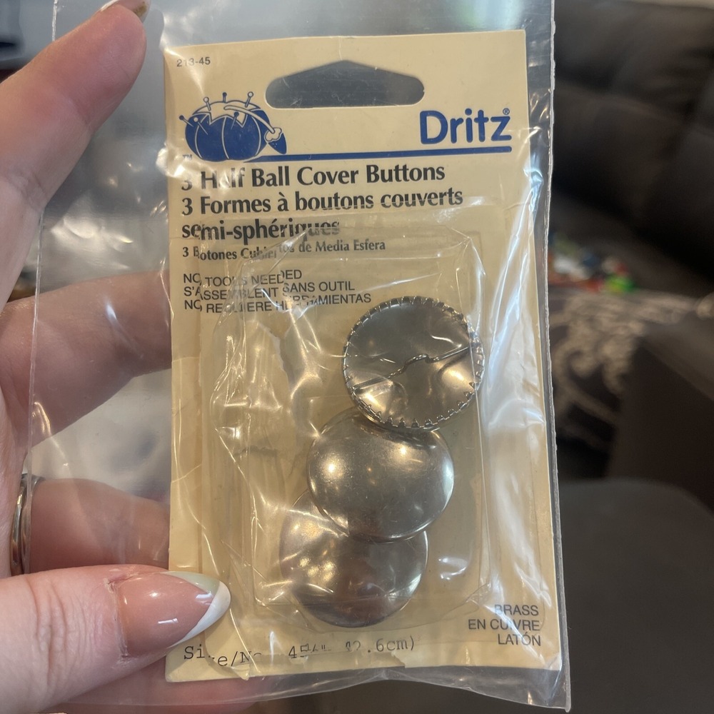 Dritz 3 Half-Ball Cover Buttons Size 45‎ 1-1/8" New in Package